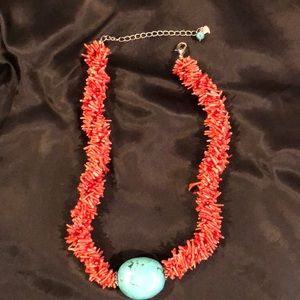 Turquoise & coral necklace